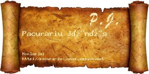 Pacurariu Jónás névjegykártya